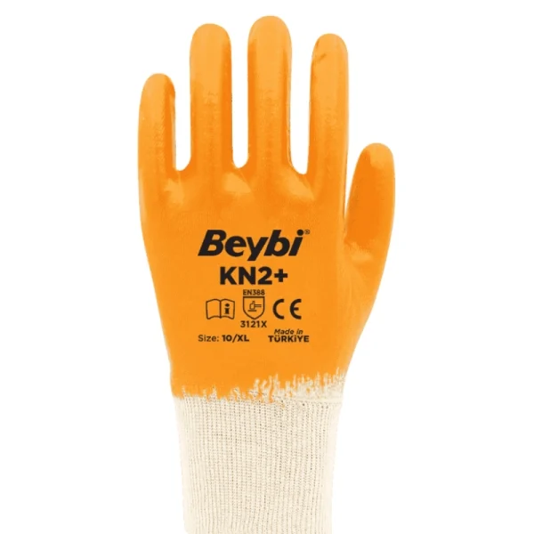 Beybi KN2+ Sarı Tam Nitril Kaplı Pamuk Eldiven