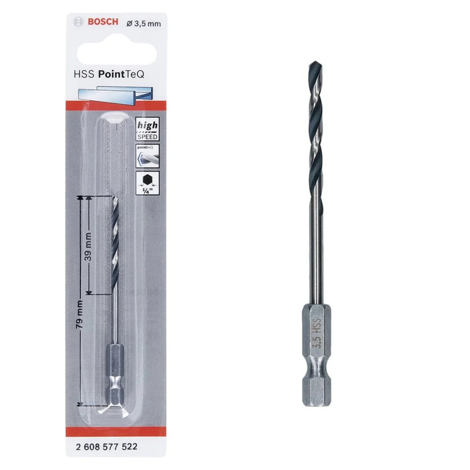 Bosch 3.5mm HSS PointTeQ 1/4inç Altıgen Şaftlı Metal Matkap Ucu