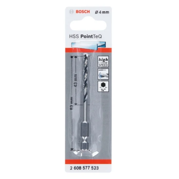 Bosch 4mm HSS PointTeQ 1/4inç Altıgen Şaftlı Metal Matkap Ucu