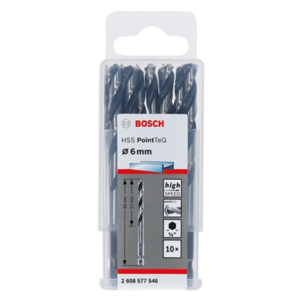 Bosch HSSPointTeQ HEX Metal Matkap Ucu 6.0mm 10 Lu