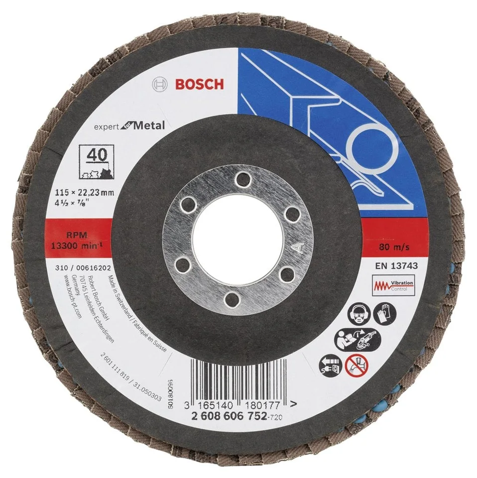 Bosch EXM 115 mm 40 K Flap Disk Metal 2608606752
