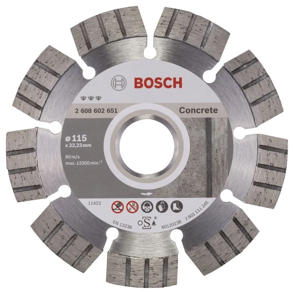 Bosch 115mm x 22.23mm x 2.2mm Beton Türleri İçin Elmas Kesme Bıça