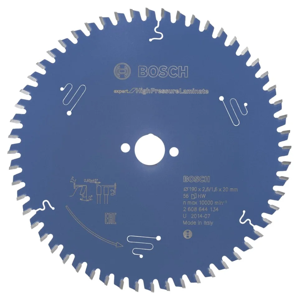 Bosch - Expert Serisi Yüksek Basınçlı Lamine Panel ve Trespa için Daire Testere Bıçağı 190*20 mm 56 Diş