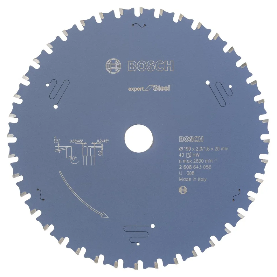 Bosch - Expert Serisi Metal için Daire Testere Bıçağı 190*20 mm 40 Diş