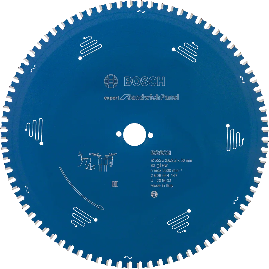 Bosch - Expert Serisi Çelik Levhalı Sandviç Panelleri için Daire Testere Bıçağı 355*30 mm 80 Diş