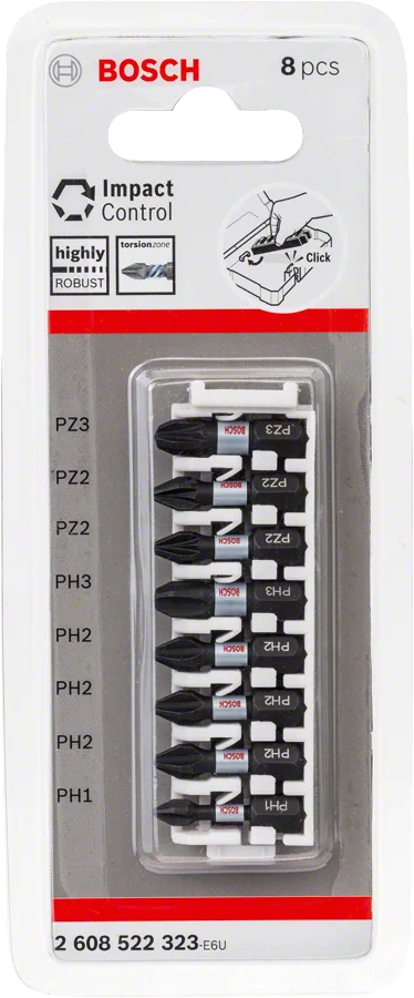 Bosch - Impact Control Serisi Vidalama Ucu 8'li T15/T20x2/T25x2/T30x2/T40 *25mm