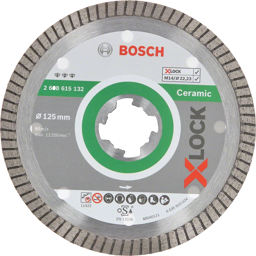 Bosch - X-LOCK - Best Serisi Seramik İçin, Extra Temiz Kesim Turbo Segman  Elmas Kesme Diski 125 mm