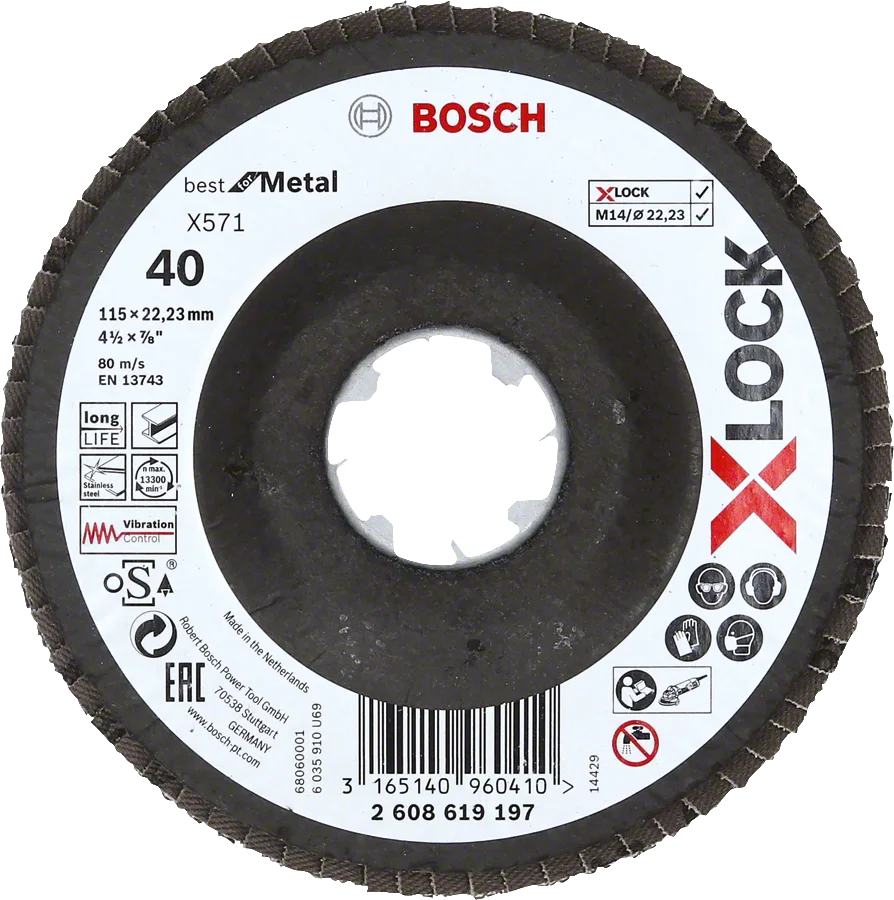 Bosch - X-LOCK - 115 mm 40 Kum Best Serisi Metal Flap Disk