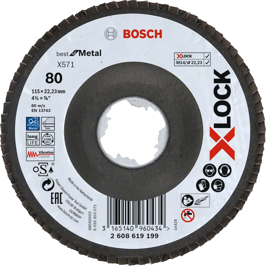 Bosch - X-LOCK - 115 mm 80 Kum Best Serisi Metal Flap Disk