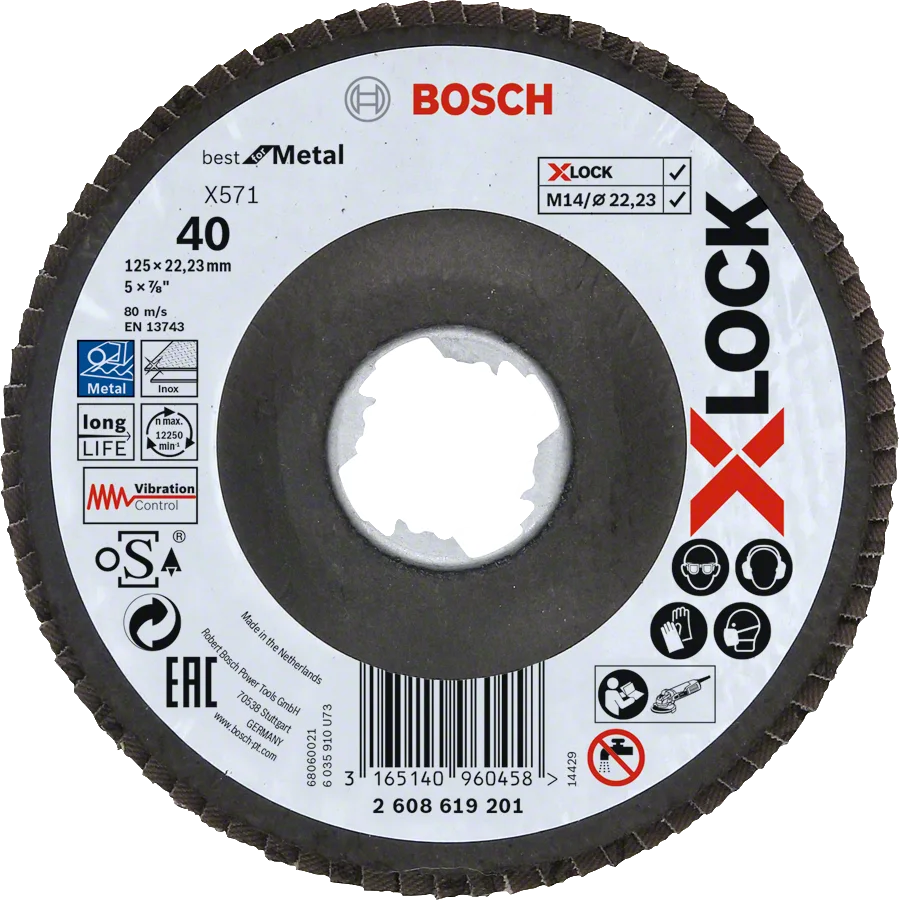 Bosch - X-LOCK - 125 mm 40 Kum Best Serisi Metal Flap Disk