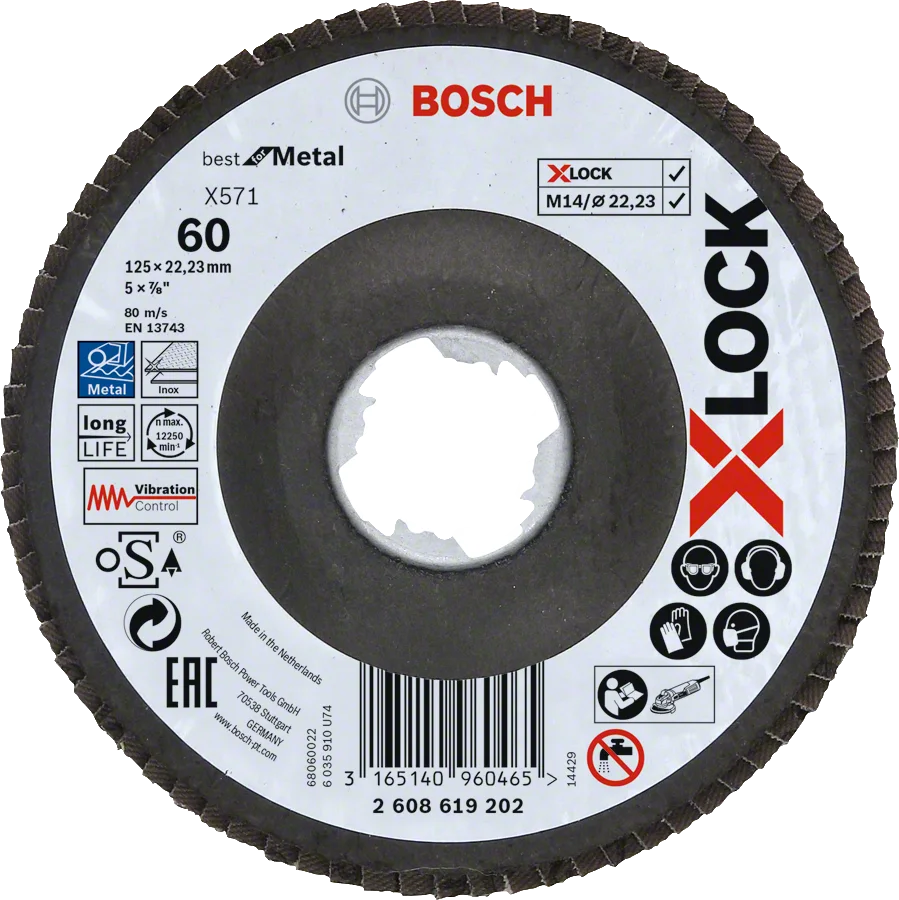 Bosch - X-LOCK - 125 mm 60 Kum Best Serisi Metal Flap Disk