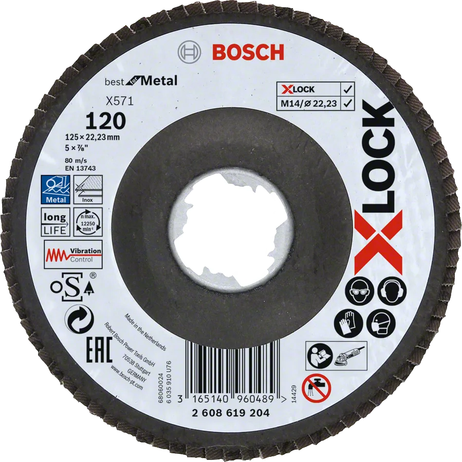 Bosch - X-LOCK - 125 mm 120 Kum Best Serisi Metal Flap Disk