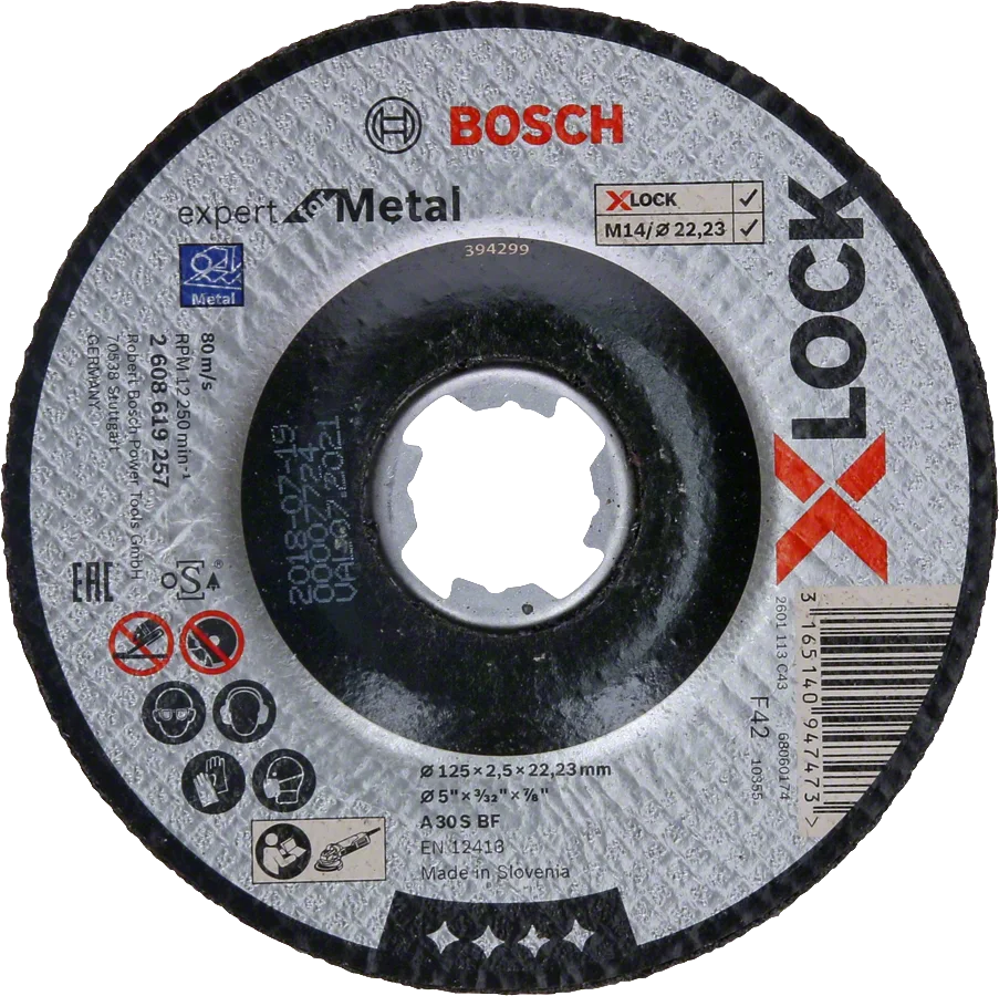 Bosch - X-LOCK - 125*2,5 mm Expert Serisi Bombeli Metal Kesme Diski (Taş)