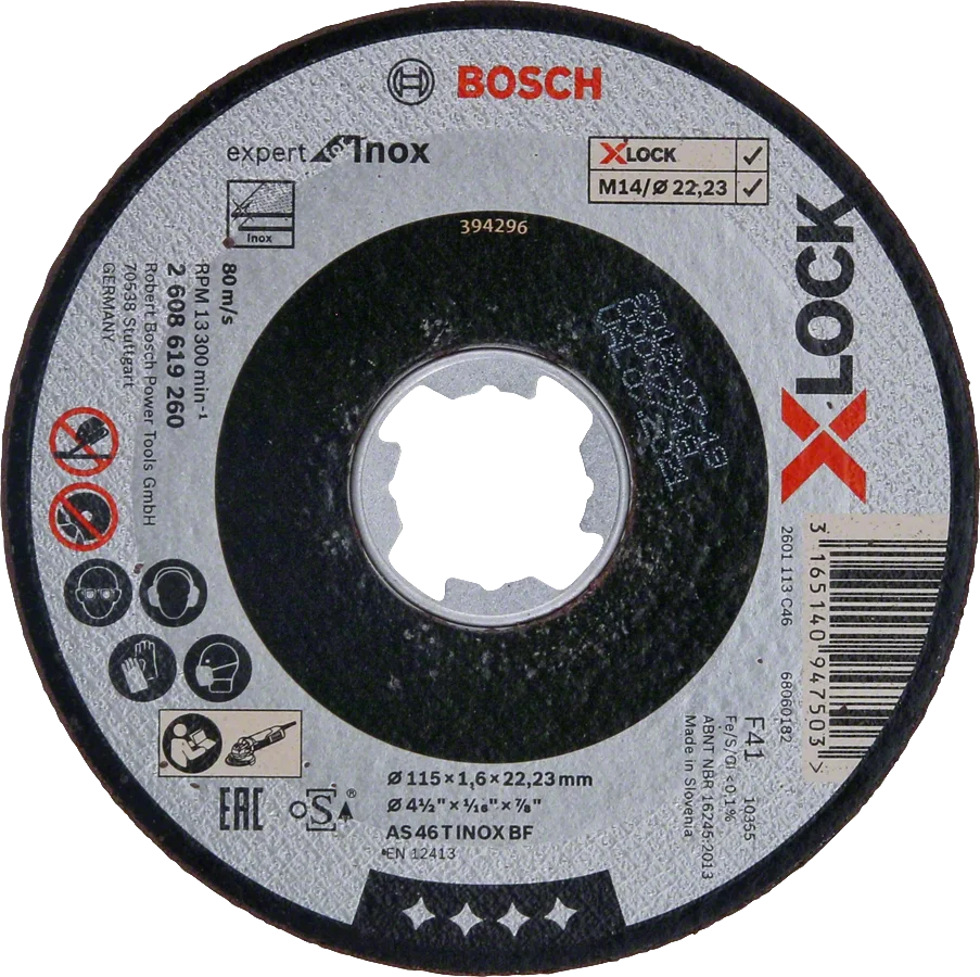Bosch - X-LOCK - 115*1,6 mm Expert Serisi Düz Inox (Paslanmaz Çelik) Kesme Diski (Taş)