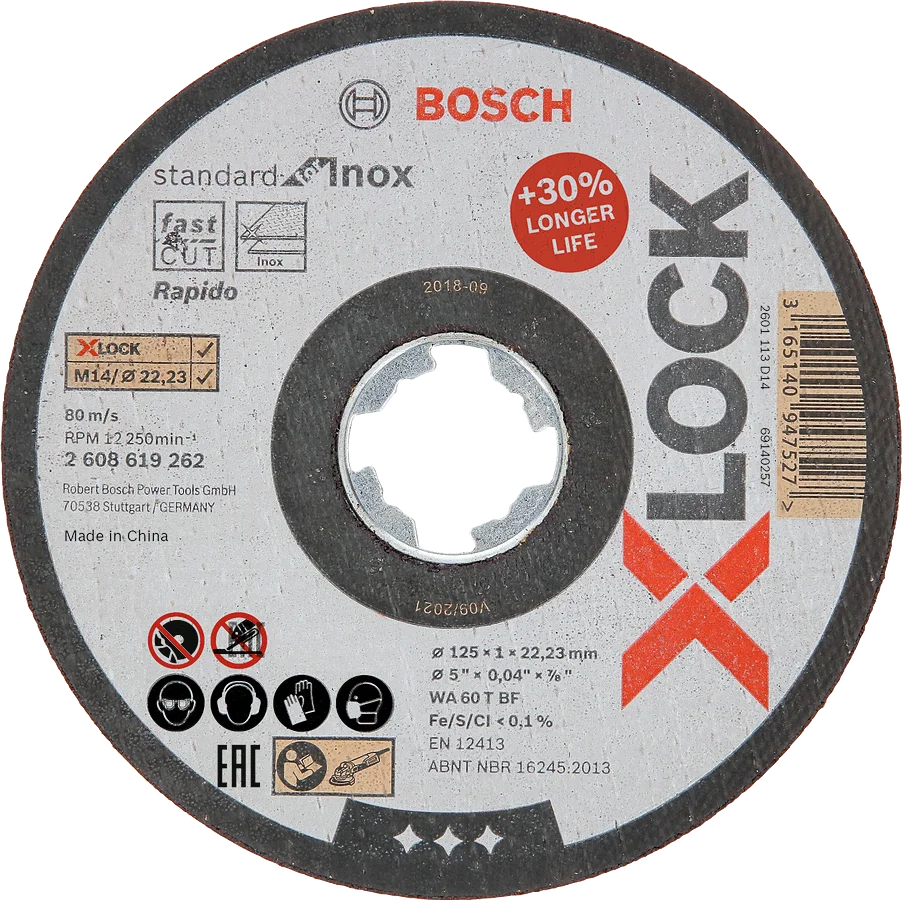 Bosch - X-LOCK - 125*1,0 mm Standard Seri Düz Inox (Paslanmaz Çelik) Kesme Diski (Taş) - Rapido