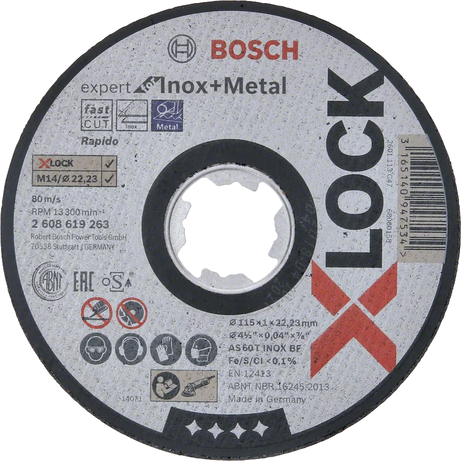 Bosch - X-LOCK - 115*1,0 mm Expert Serisi Düz Inox (Paslanmaz Çelik) Kesme Diski (Taş) - Rapido