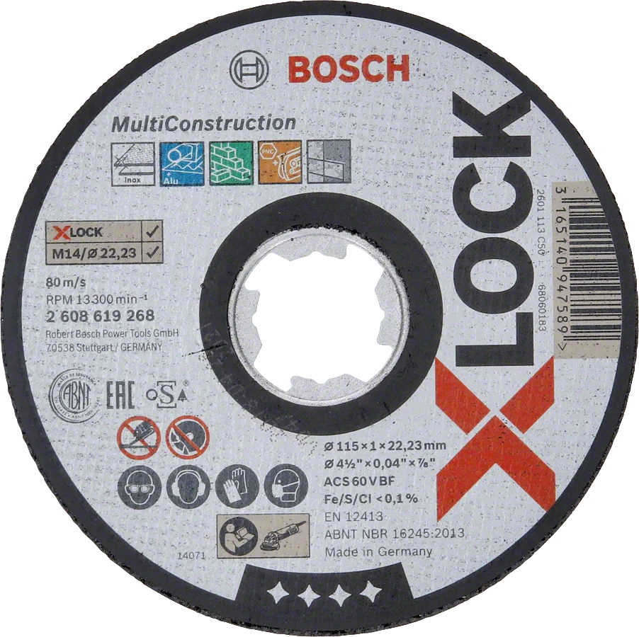 Bosch - X-LOCK - 115*1,0 mm Çoklu Malzemelerde Kullanım İçin Düz Kesme Diski (Taş)