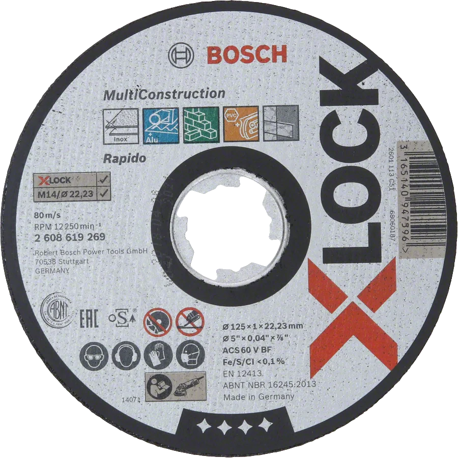 Bosch - X-LOCK - 125*1,0 mm Çoklu Malzemelerde Kullanım İçin Düz Kesme Diski (Taş)