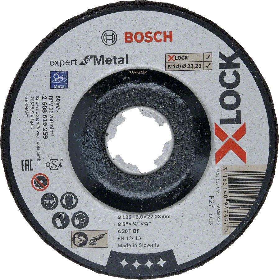 Bosch - X-LOCK - 125*6,0 mm Expert Serisi Bombeli Metal Taşlama Diski (Taş)