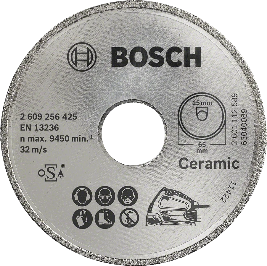 Bosch - Seramik İçin PKS 16 Multi Uyumlu Elmas Kesme Diski 65 x 15mm