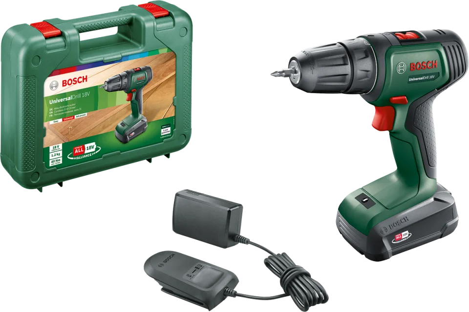 Bosch UniversalDrill 18 Tek Akülü Delme Vidalama Makinesi (1 x 1,5Ah)