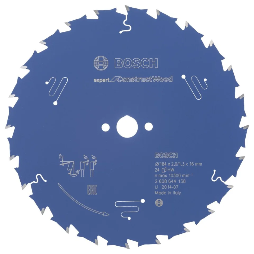 Bosch - Expert Serisi İnşaat Ahşabı için Daire Testere Bıçağı 184*16 mm 24 Diş