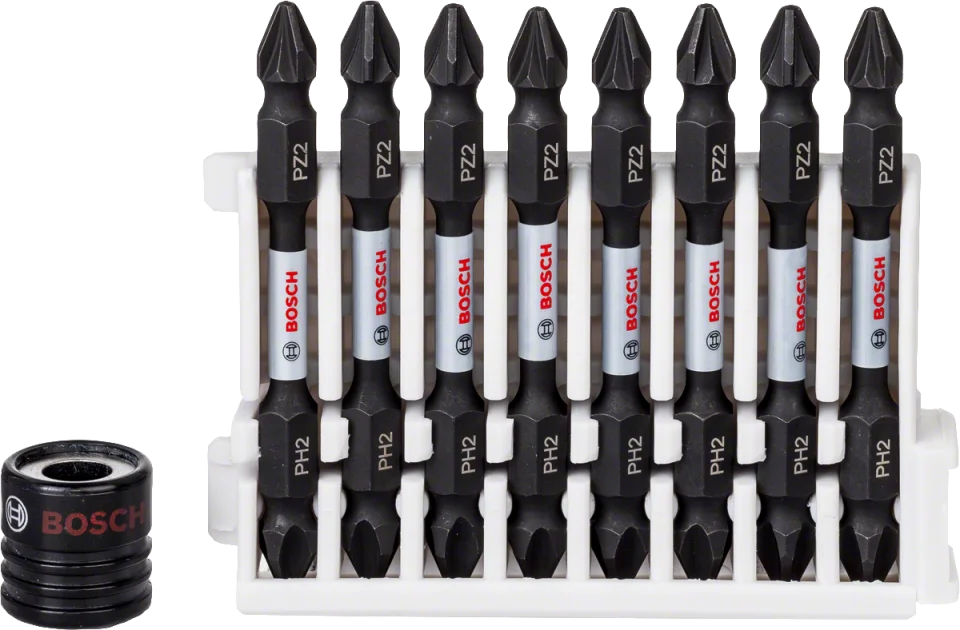 Bosch - Impact Control Serisi Çift Taraflı Vidalama Ucu 8'liPH2/PZ2 *65mm + Mıknatıslı Tutucu