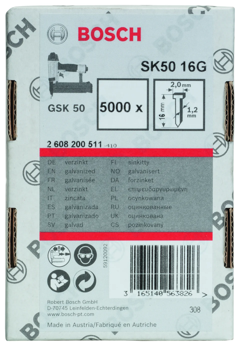 Bosch - GSK 50 Çivisi  16 mm 5000li