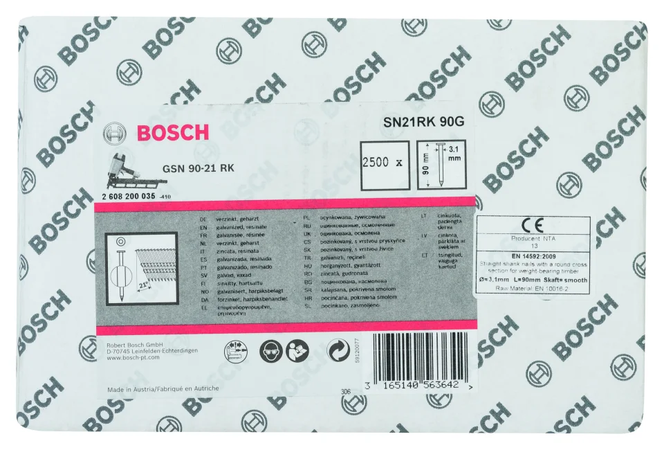 Bosch - GSN 90-21DK Çivi  90mm 2500lü Düz ÇinkoK