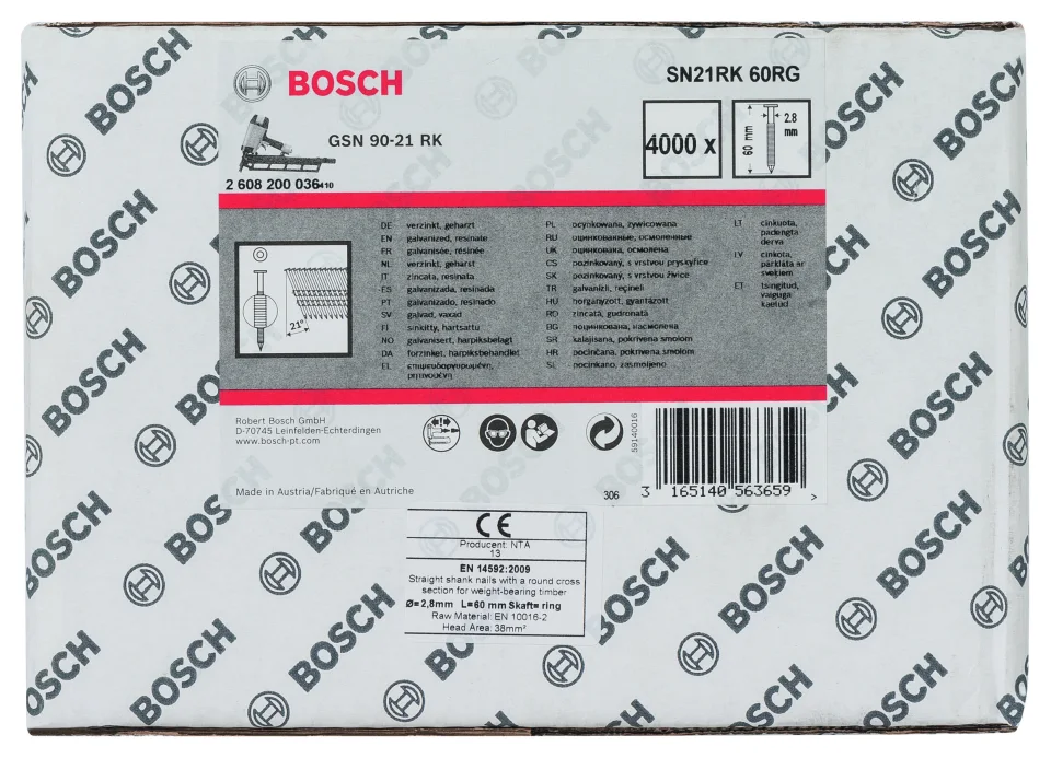 Bosch - GSN 90-21DK Çivi  60mm 4000li YivliÇinko