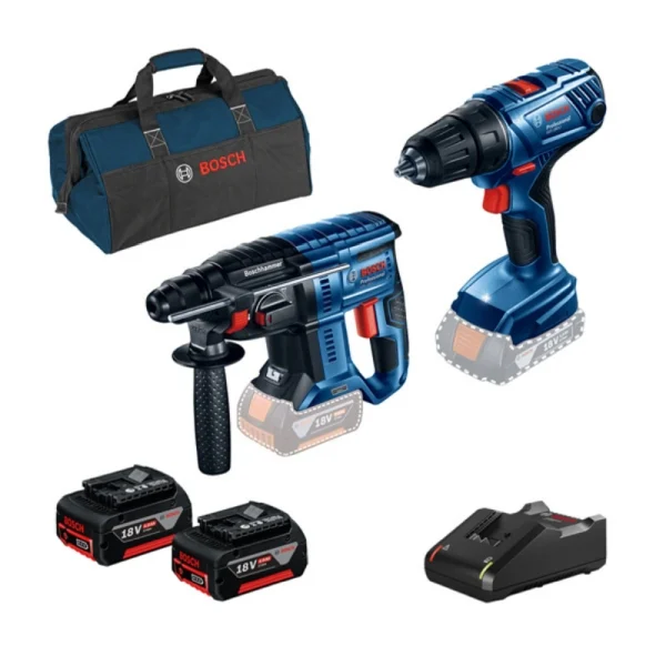Bosch GBH 180+GSR 180+2x18V 4.0+GAL+bag