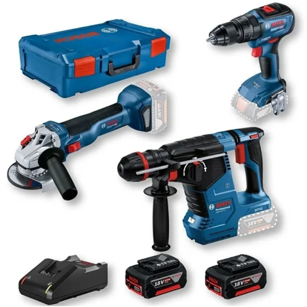 Bosch GBH 187 + GWS 18V-10 + GSR 18V-50 Vidalama Kırıcı Taşlama