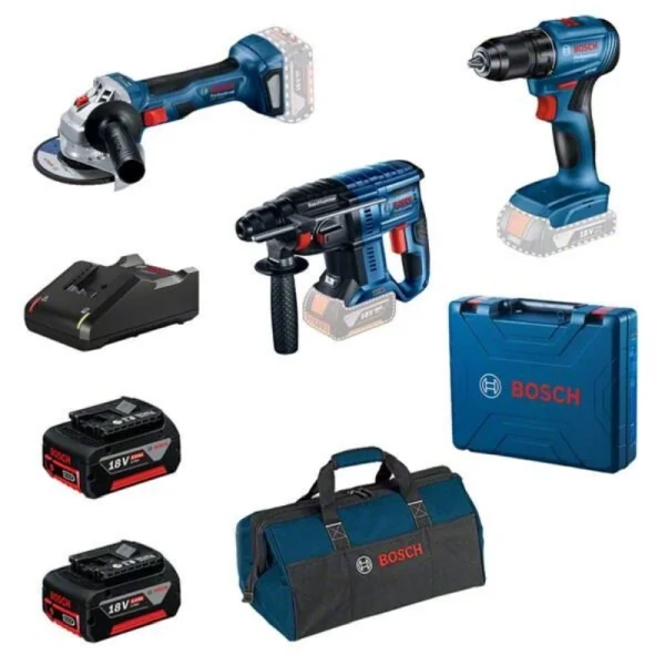 Bosch Akülü 3lü Set GSR 185 LI-GWS 180 LI-GBH 180 LI 2x4 Ah
