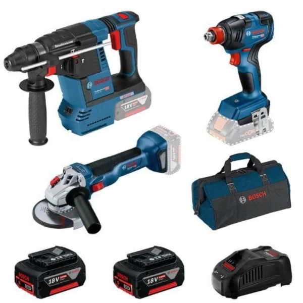 Bosch GBH 18V-26 GDX 18V-200 GWS 18V-10 Carton 2x5.0Ah 3lü Set