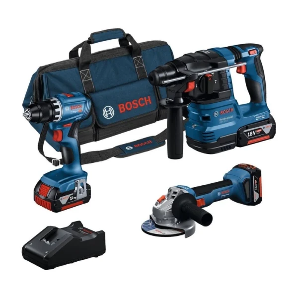 Bosch GSR 18V-45+GWS 18V-8+GBH 18V-22 3x18V4.0Ah Akülü Set
