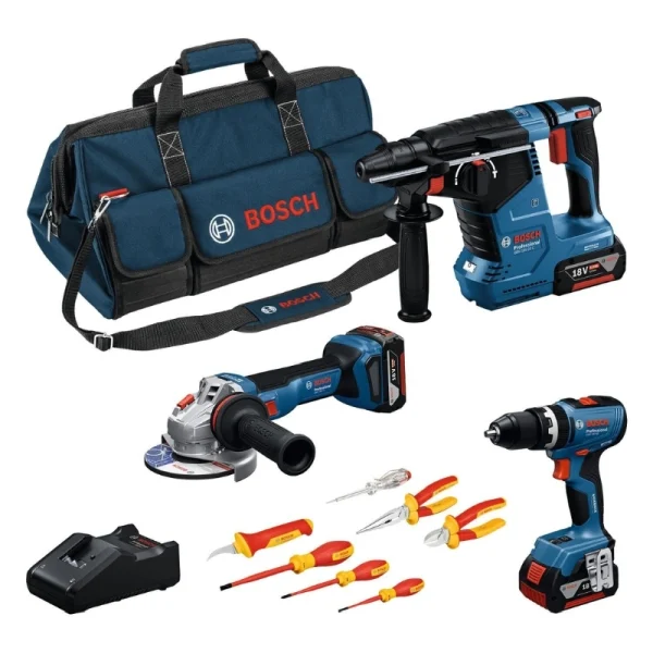 Bosch Kombi Set GSB 18V-65+GBH 18V-24 C+GWS 18V-11+3x5.0Ah Akü