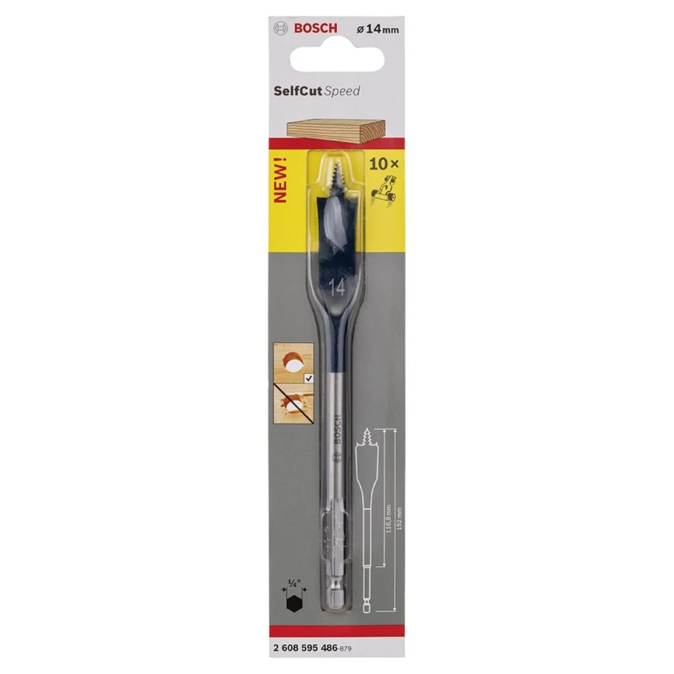 Bosch 14 mm x 152 mm 1/4inç Altıgen Şaftlı Yaprak Matkap Ucu