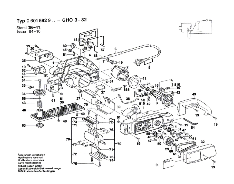 Bosch GHO 3-82 El Planyası
