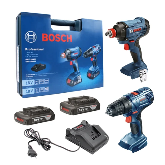 Bosch GSR 180-LI + GDX 180-LI Akülü Somun Sıkma ve Vidalama Set