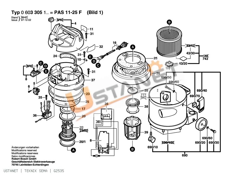 Bosch PAS 10-25 F Elektrikli Süpürge