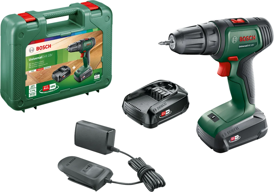 Bosch UniversalDrill 18 Akülü Vidalama ( Çift Akü ) + AL1810 CV
