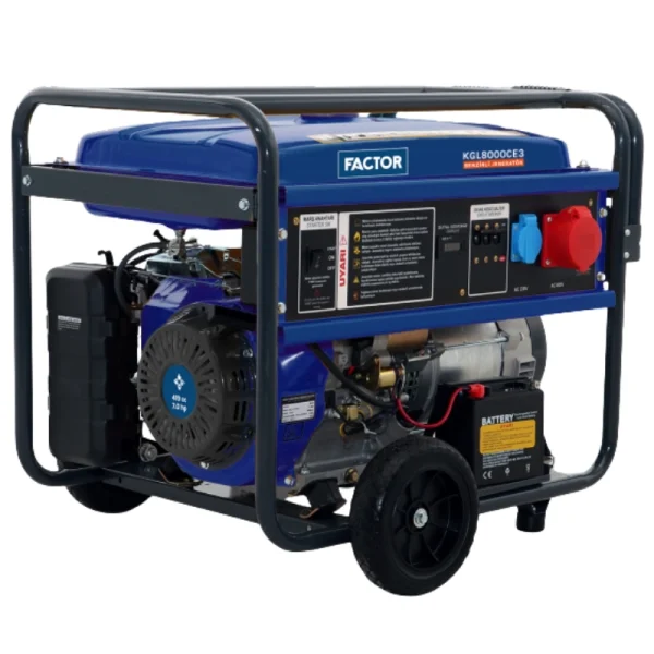 Factor KGL8000CE3 Benzinli Jeneratör İpli-Marşlı Trifaze 8,1kWA