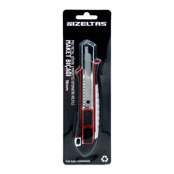İzeltaş Pro Metal Gövde Emniyetli Oto.Kilitli Maket Bıçağı 18 MM