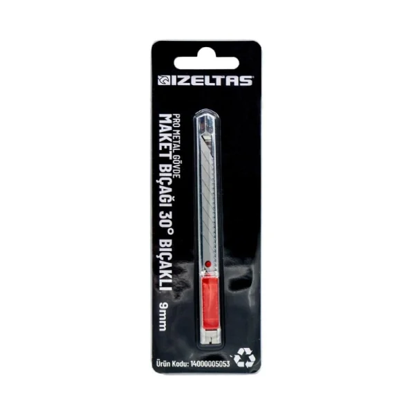 İzeltaş Pro Metal Gövde Dar Maket Bıçağı 30° Açılı 9 MM