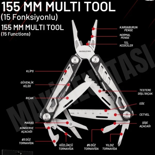 İzeltaş 150mm Multi Toll 15 Fonksiyonlu Pense