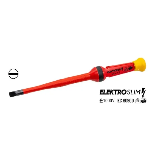 İzeltaş 5333 Elektro Slim Düz Uç Tornavida 6,5x100 1000V