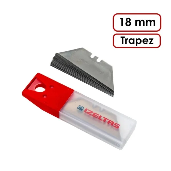 İzeltaş 5090 Pro Güvenlikli Trapez Yedek Maket Bıçağı 18mm(10 Ad)