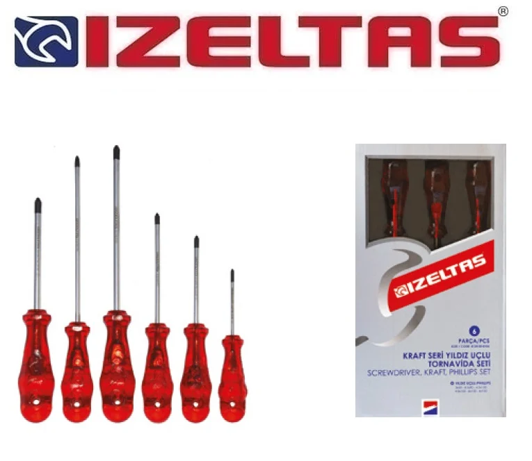 İzeltaş Kraft Seri 6 Parça Yıldız Uçlu Tornavida Seti