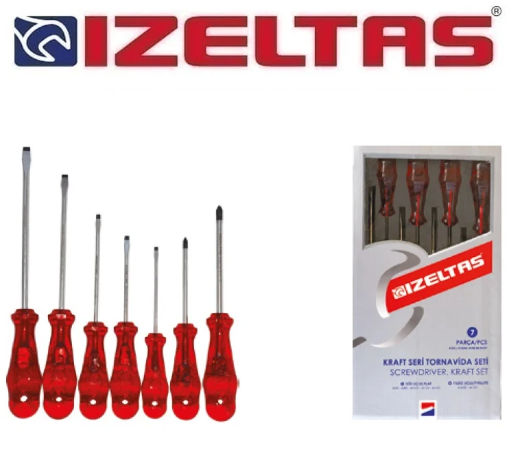 İzeltaş 7 Parça Kraft Seri Yıldız-Düz Tornavida Seti