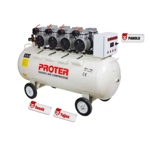 Proter 200 Litre 4 Hp Sessiz Ve Yağsız Hava Kompresörü Pr 204 s